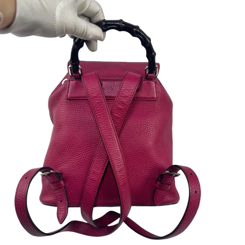 Gucci Bamboo Pink Leather Backpack Medium