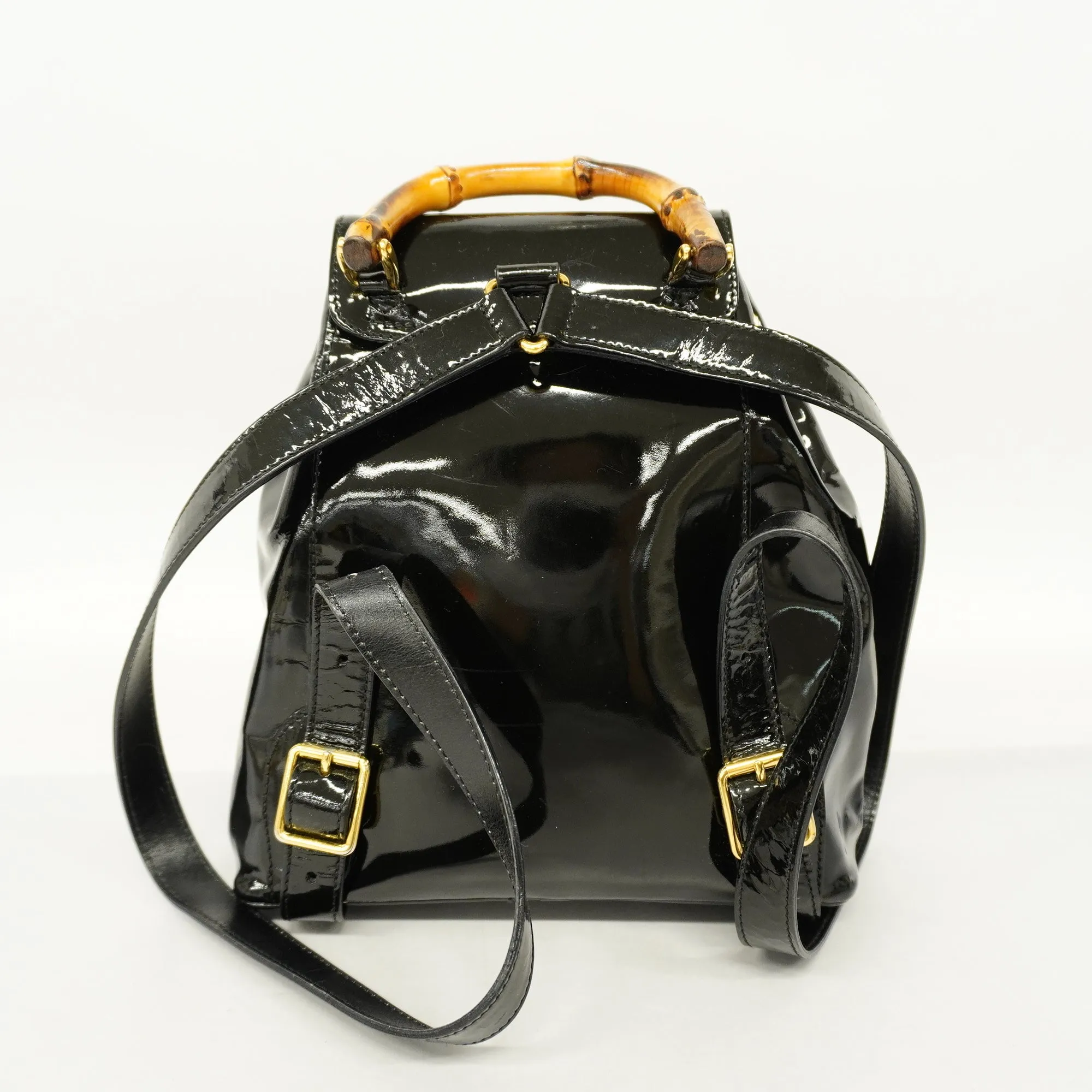 GUCCI  Bamboo Rucksack Enamel 003 2058 0030 Women's Backpack Black