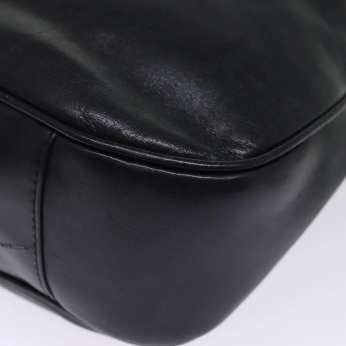 GUCCI Bamboo Shoulder Bag Leather 2way Black 001 1998 1577  76215