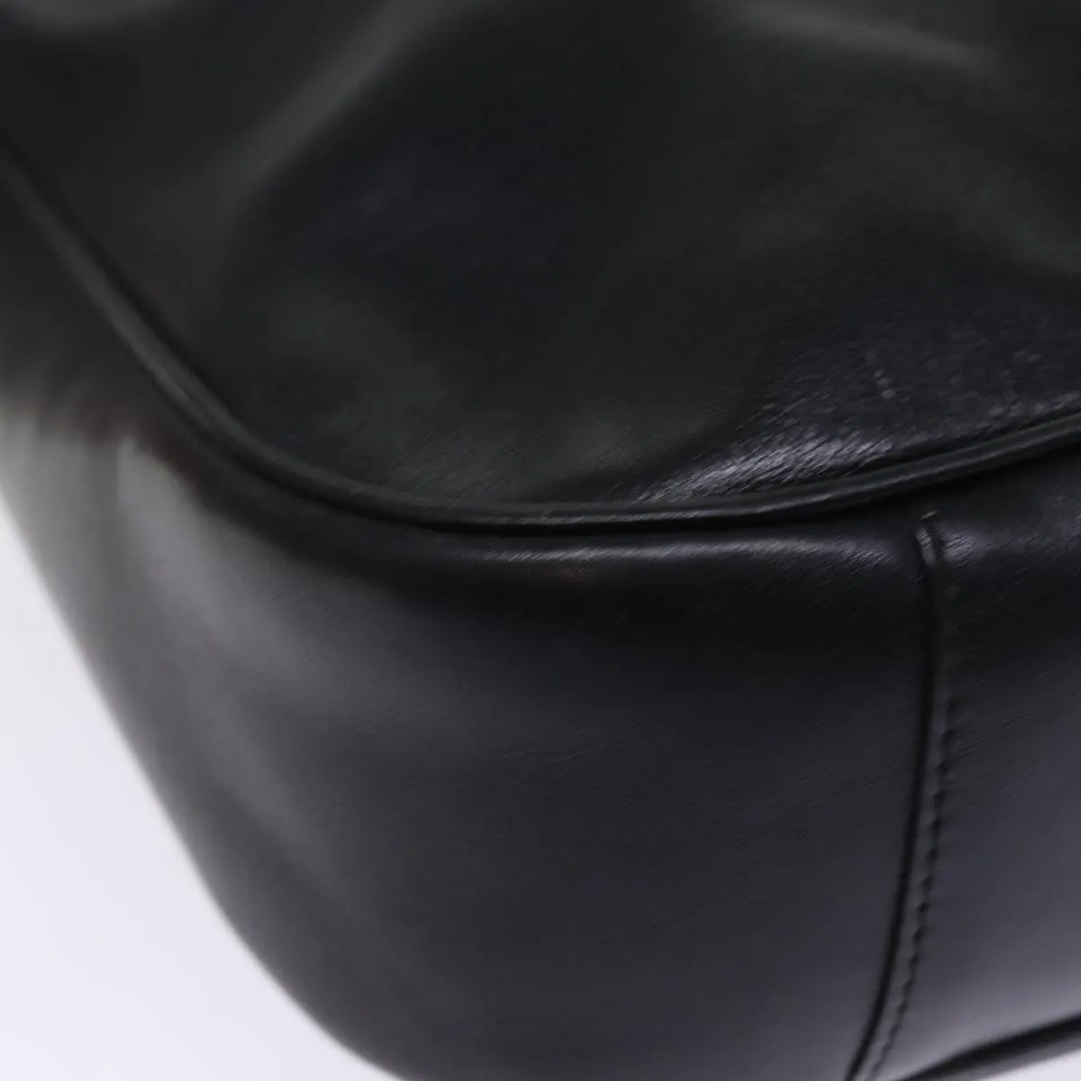GUCCI Bamboo Shoulder Bag Leather 2way Black 001 1998 1577  76215