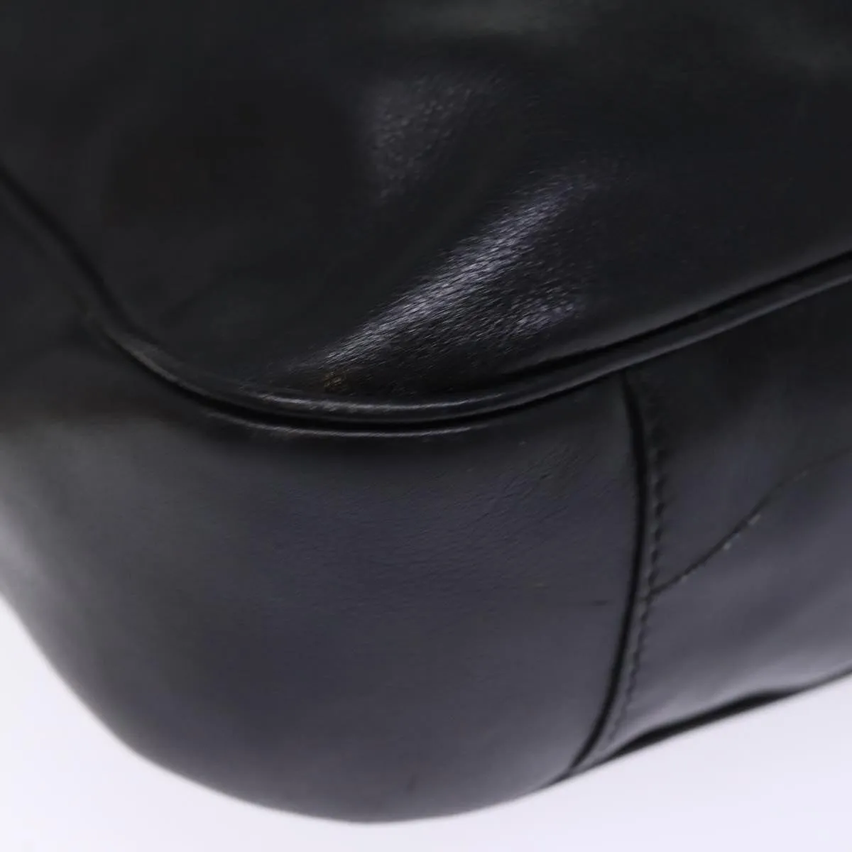 GUCCI Bamboo Shoulder Bag Leather 2way Black 001 1998 1577  76215