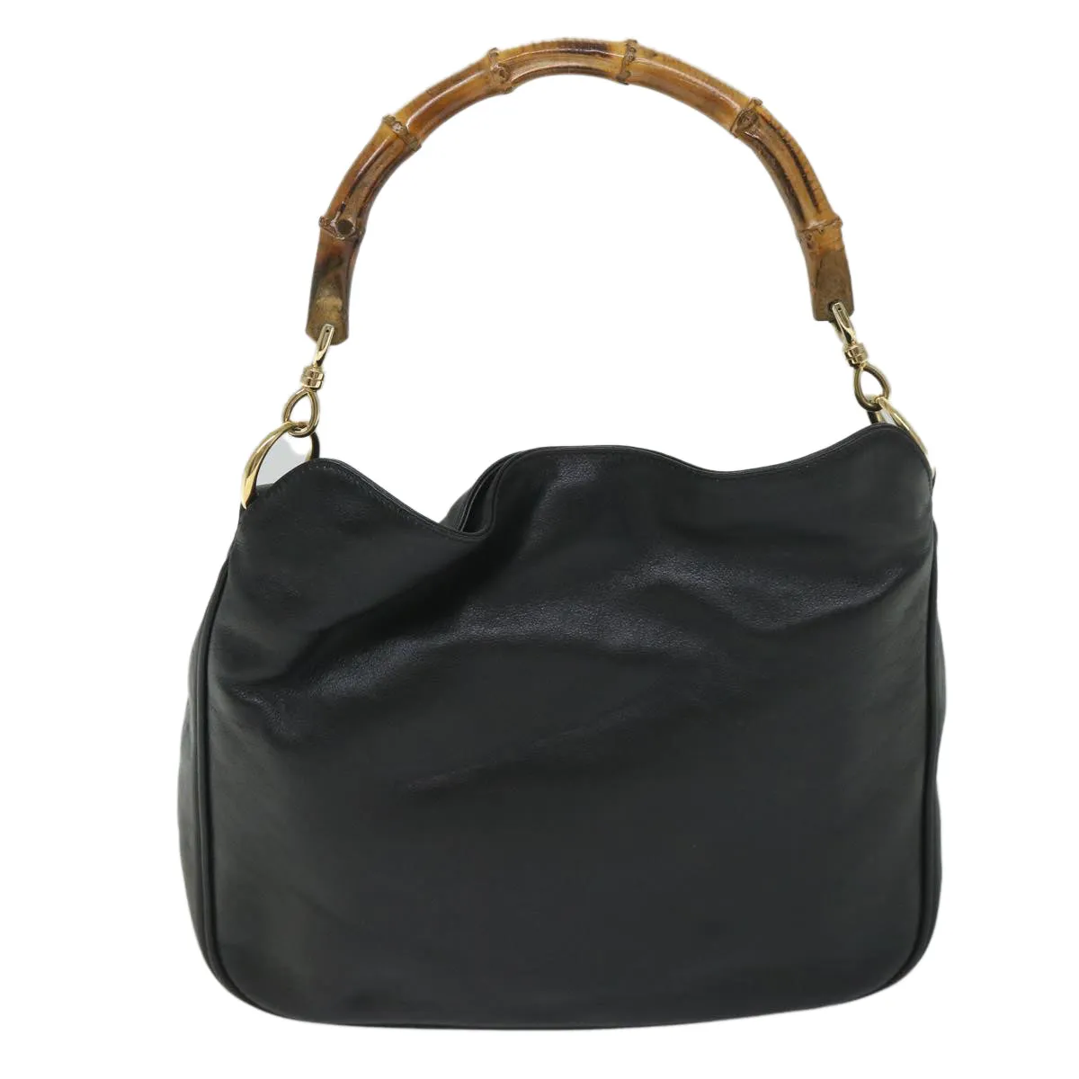 GUCCI Bamboo Shoulder Bag Leather 2way Black 001 2404 1638  57188