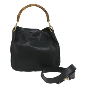 GUCCI Bamboo Shoulder Bag Leather 2way Black 001 2404 1638  57188