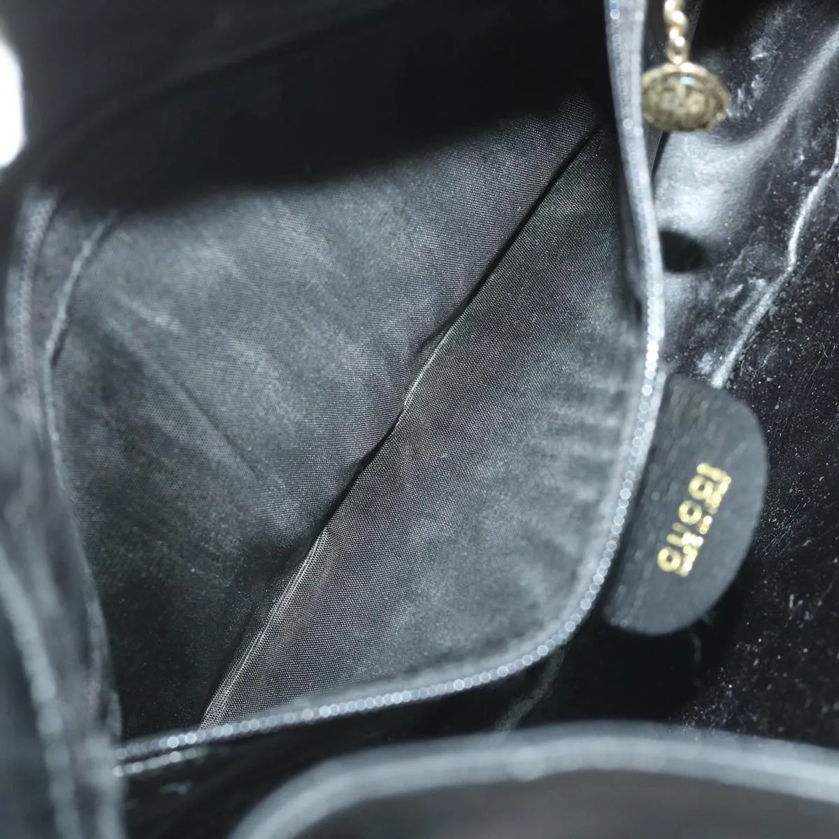 GUCCI Bamboo Shoulder Bag Leather 2way Black 001 2404 1638  57188