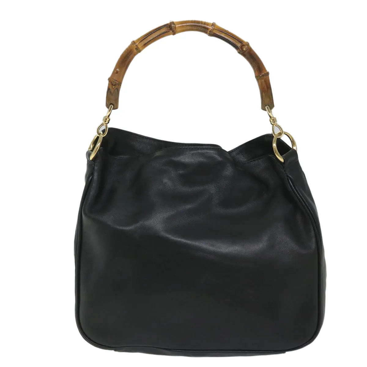 GUCCI Bamboo Shoulder Bag Leather 2way Black 001 2404 1638  57188