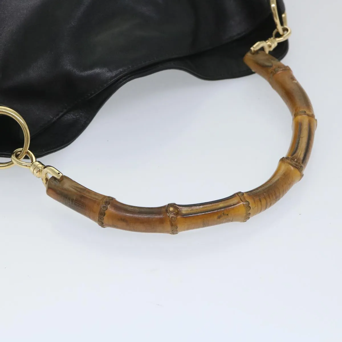 GUCCI Bamboo Shoulder Bag Leather 2way Black 001 2404 1638  57188