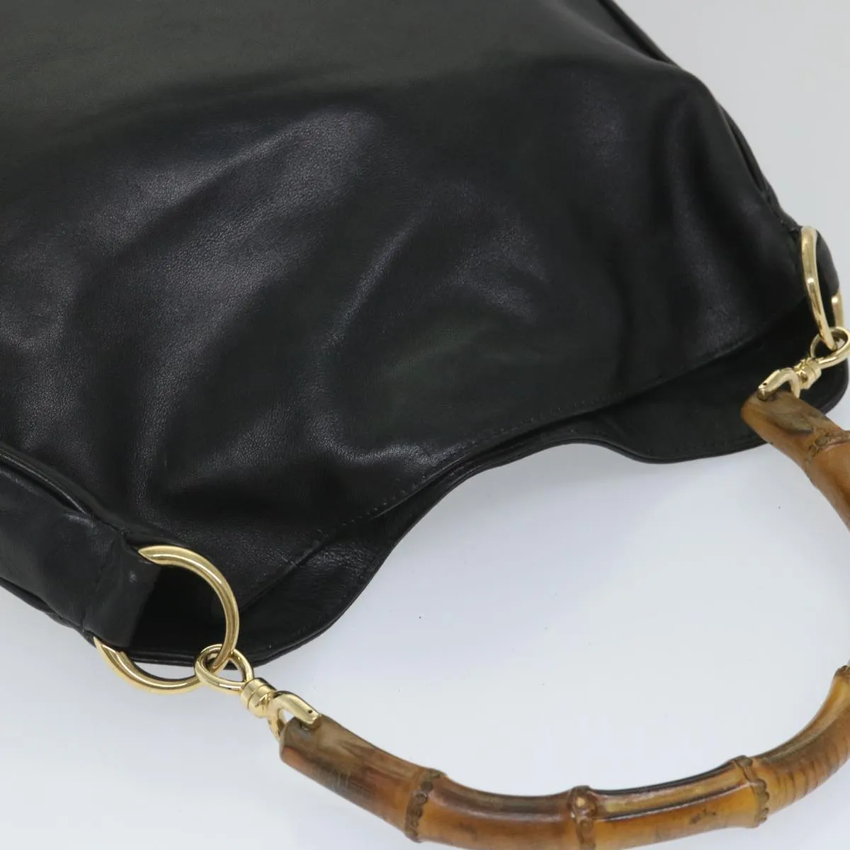 GUCCI Bamboo Shoulder Bag Leather 2way Black 001 2404 1638  57188
