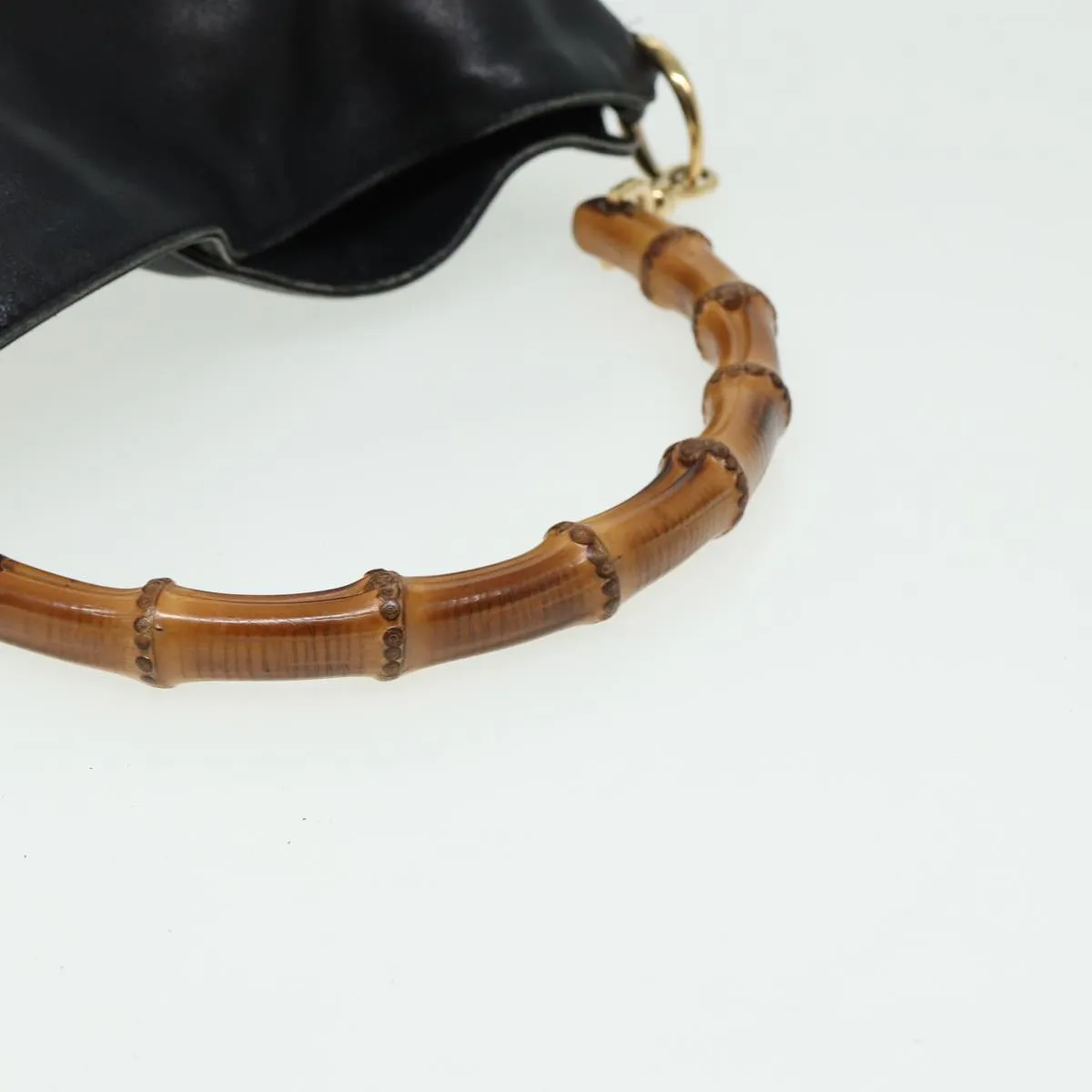GUCCI Bamboo Shoulder Bag Leather 2way Black 001 3754 1638  80842