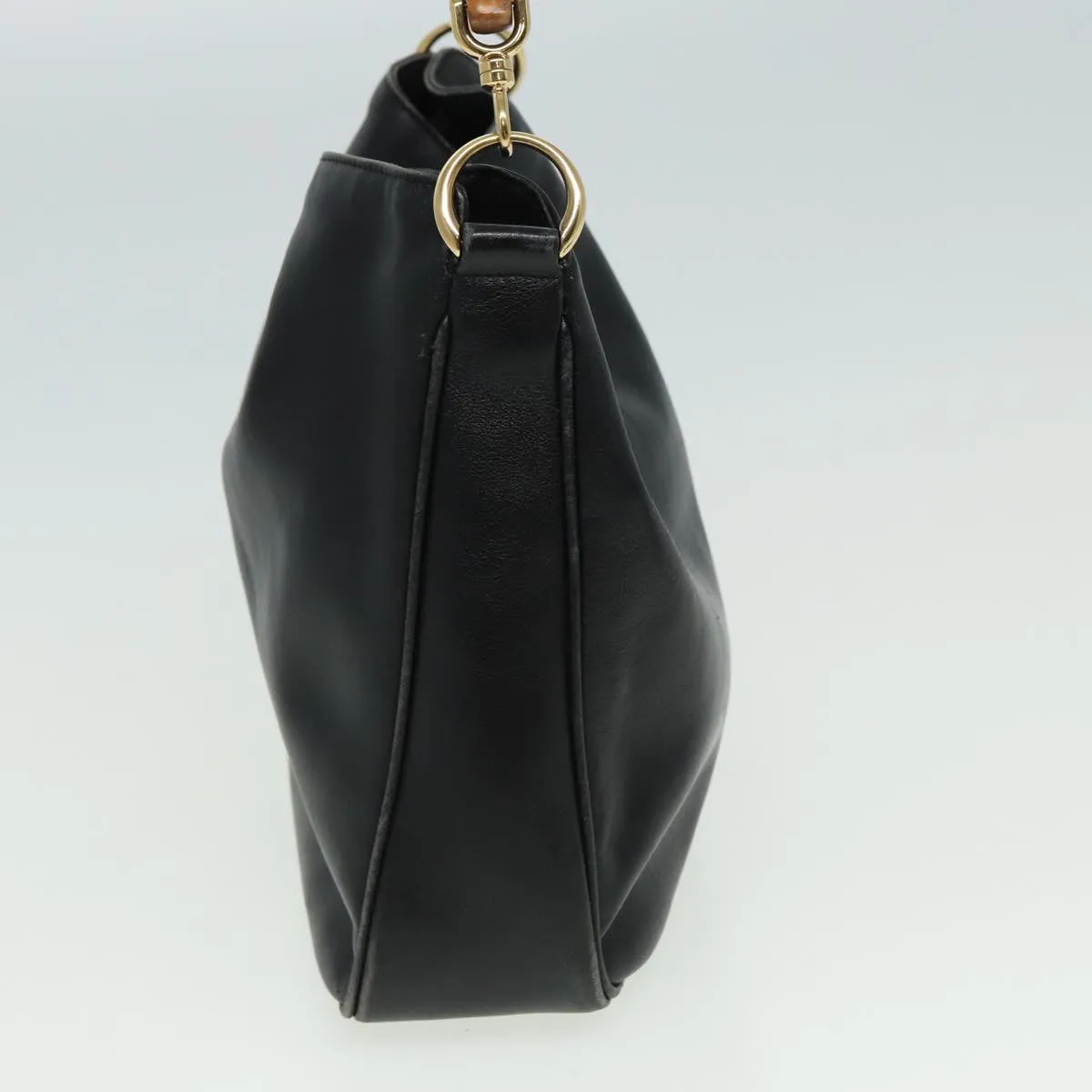 GUCCI Bamboo Shoulder Bag Leather 2way Black 001 3754 1638  80842