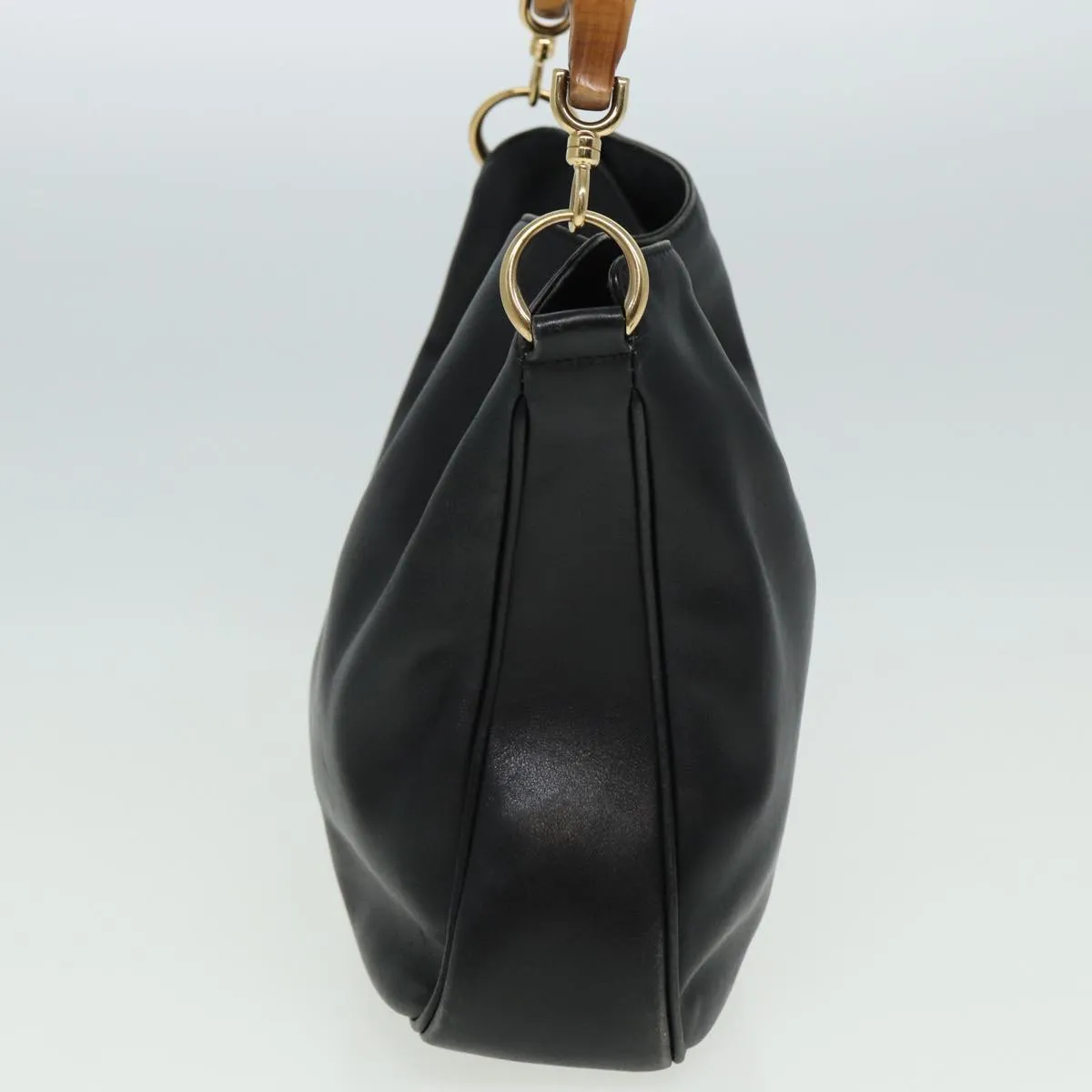 GUCCI Bamboo Shoulder Bag Leather 2way Black 001 3754 1638  80842