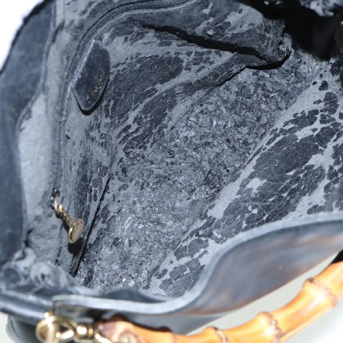 GUCCI Bamboo Shoulder Bag Leather 2way Black 001 3754 1638  80842