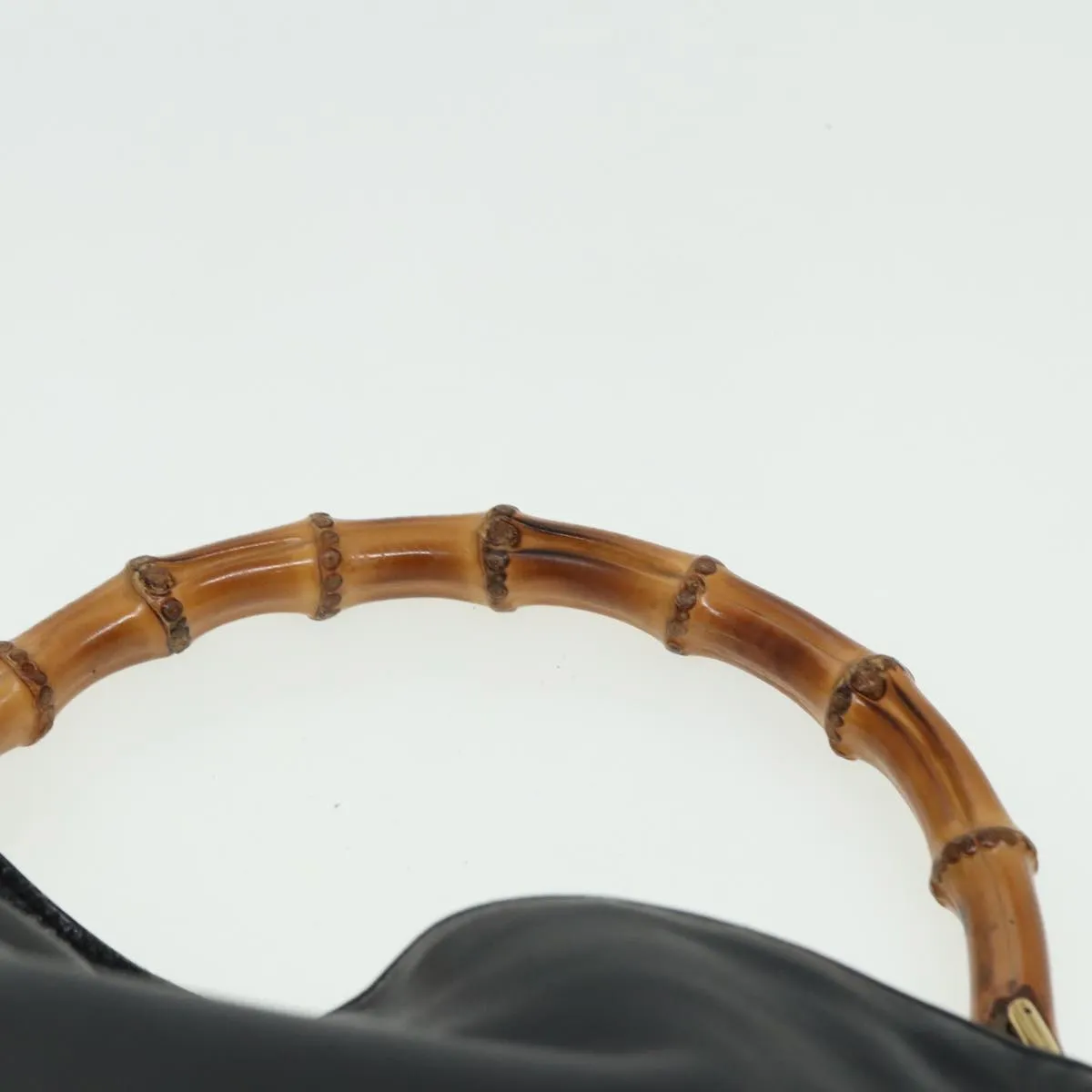 GUCCI Bamboo Shoulder Bag Leather 2way Black 001 3754 1638  80842