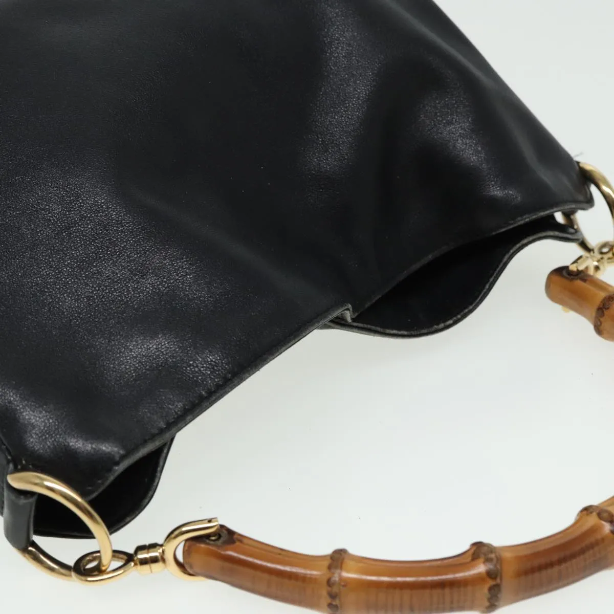 GUCCI Bamboo Shoulder Bag Leather 2way Black 001 3754 1638  80842