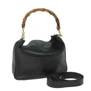 GUCCI Bamboo Shoulder Bag Leather 2way Black  58055