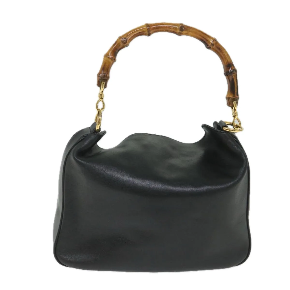 GUCCI Bamboo Shoulder Bag Leather 2way Black  58055