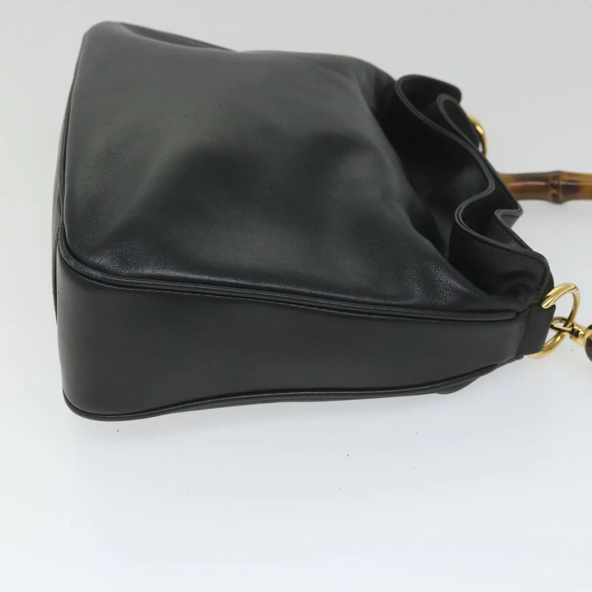 GUCCI Bamboo Shoulder Bag Leather 2way Black  58055
