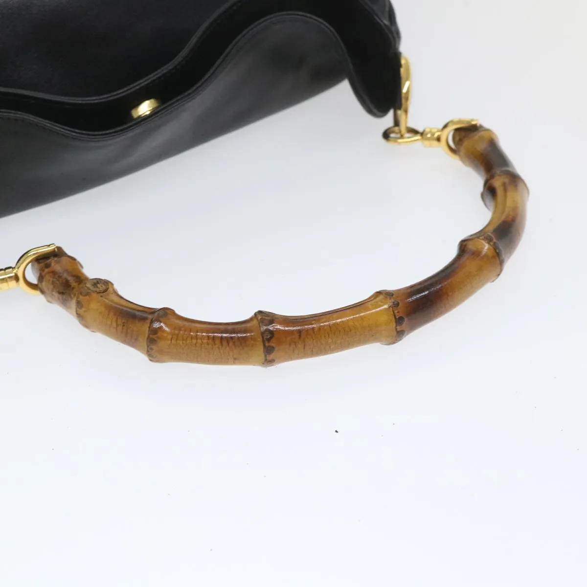 GUCCI Bamboo Shoulder Bag Leather 2way Black  58055