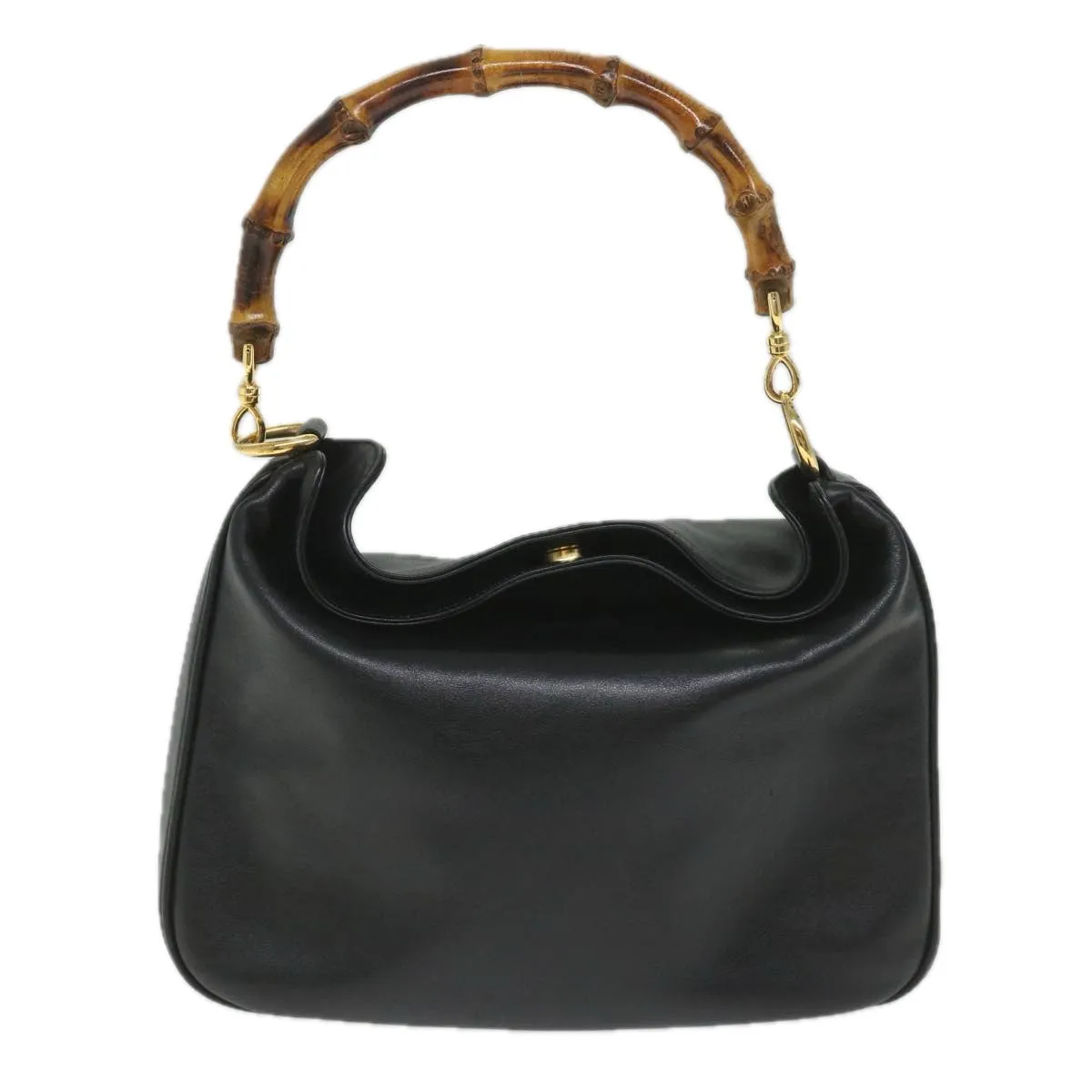 GUCCI Bamboo Shoulder Bag Leather 2way Black  58055