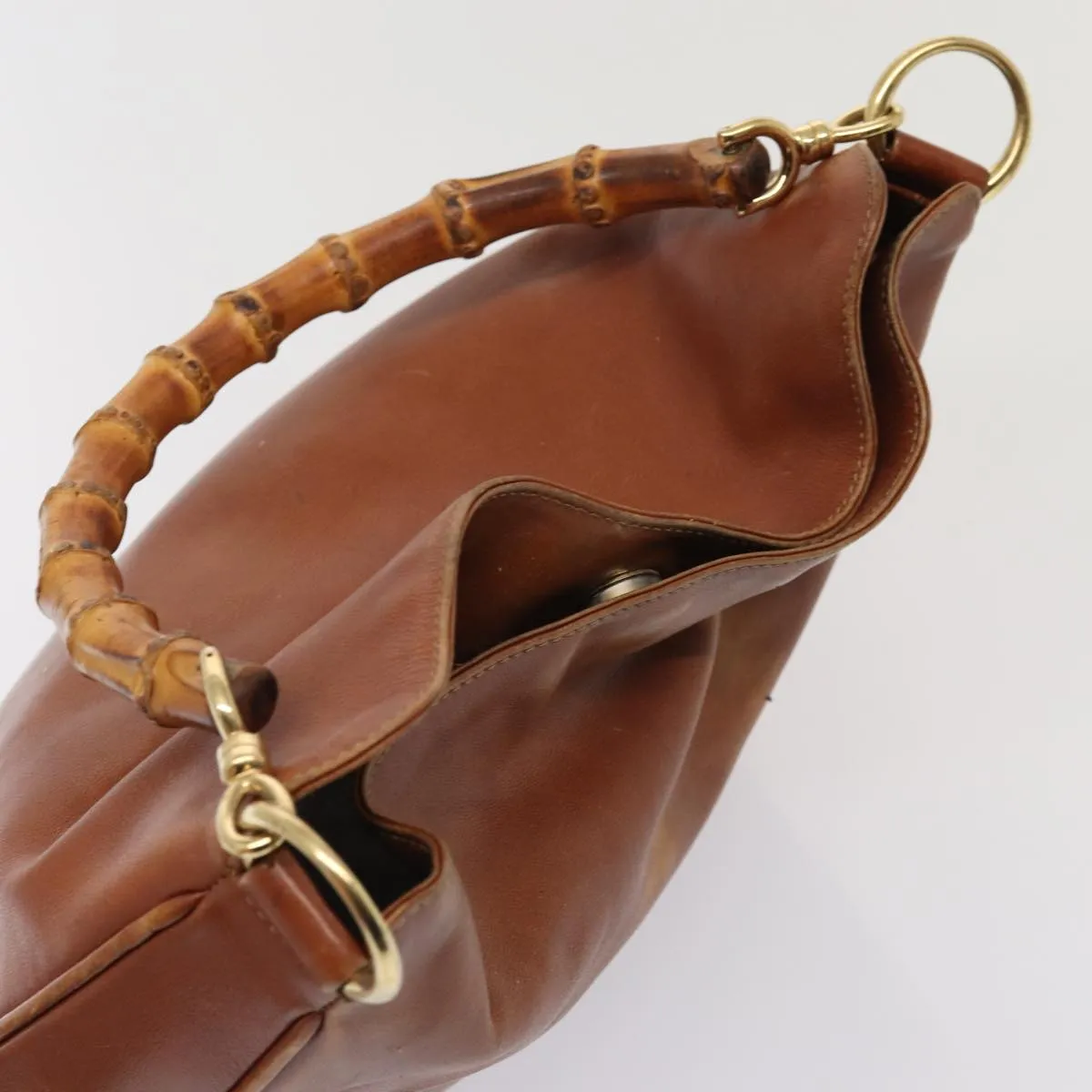 GUCCI Bamboo Shoulder Bag Leather 2way Brown 001 1638  78250