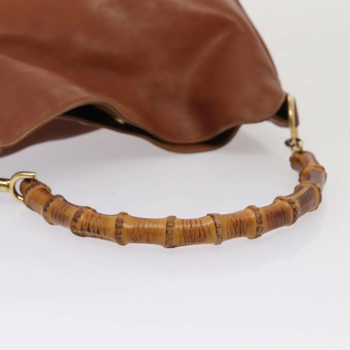 GUCCI Bamboo Shoulder Bag Leather 2way Brown 001 1638  78250