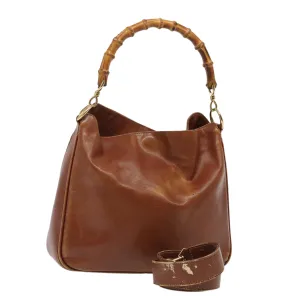 GUCCI Bamboo Shoulder Bag Leather 2way Brown 001 1638  78250
