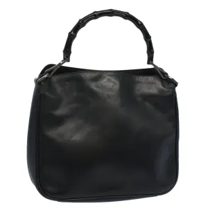 GUCCI Bamboo Shoulder Bag Leather Black  ar10417
