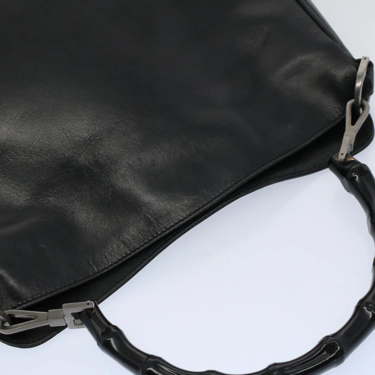 GUCCI Bamboo Shoulder Bag Leather Black  ar10417