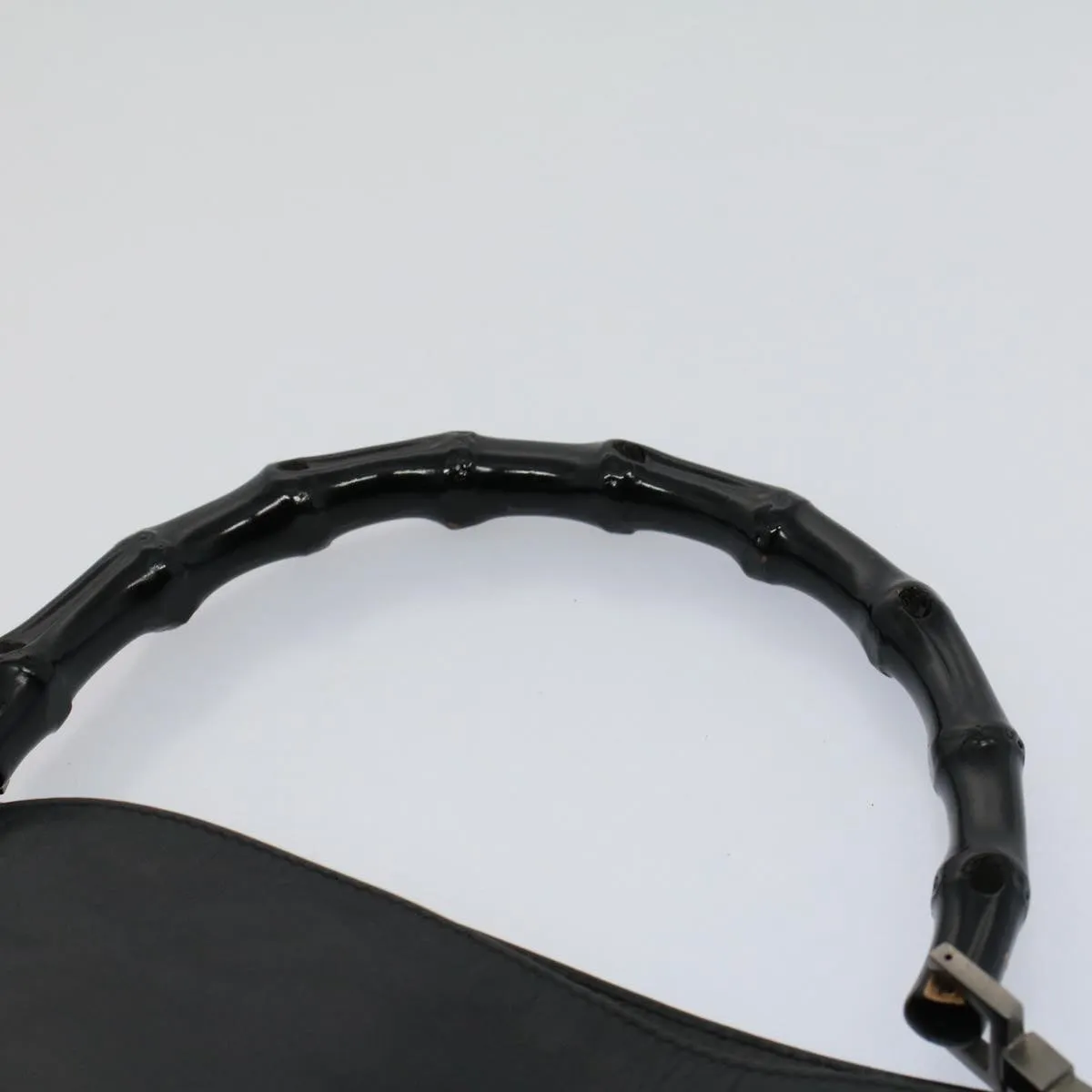 GUCCI Bamboo Shoulder Bag Leather Black  ar10417