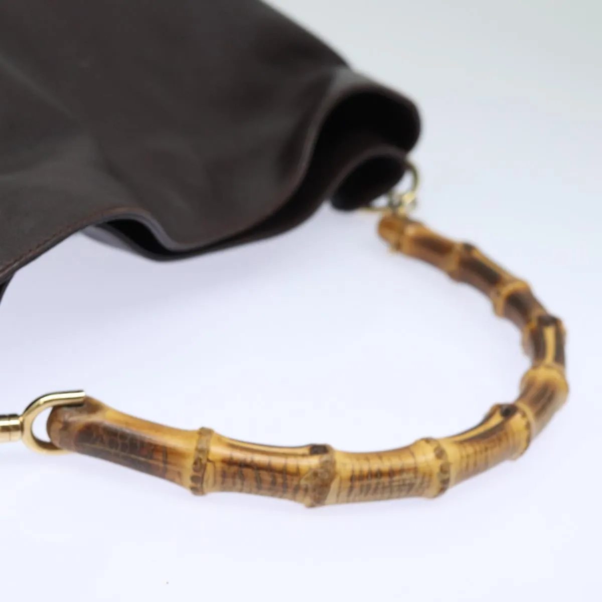 GUCCI Bamboo Shoulder Bag Leather Brown 001 2123 1777  84430