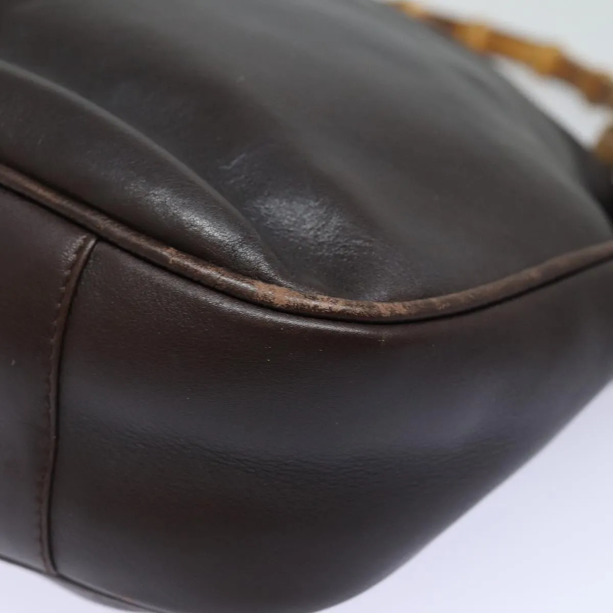 GUCCI Bamboo Shoulder Bag Leather Brown 001 2123 1777  84430