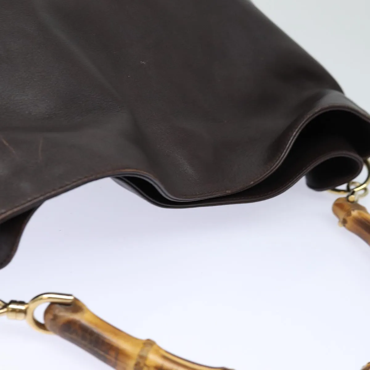 GUCCI Bamboo Shoulder Bag Leather Brown 001 2123 1777  84430
