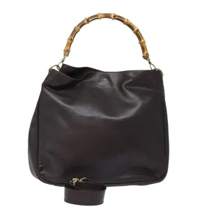 GUCCI Bamboo Shoulder Bag Leather Brown 001 2123 1777  84430