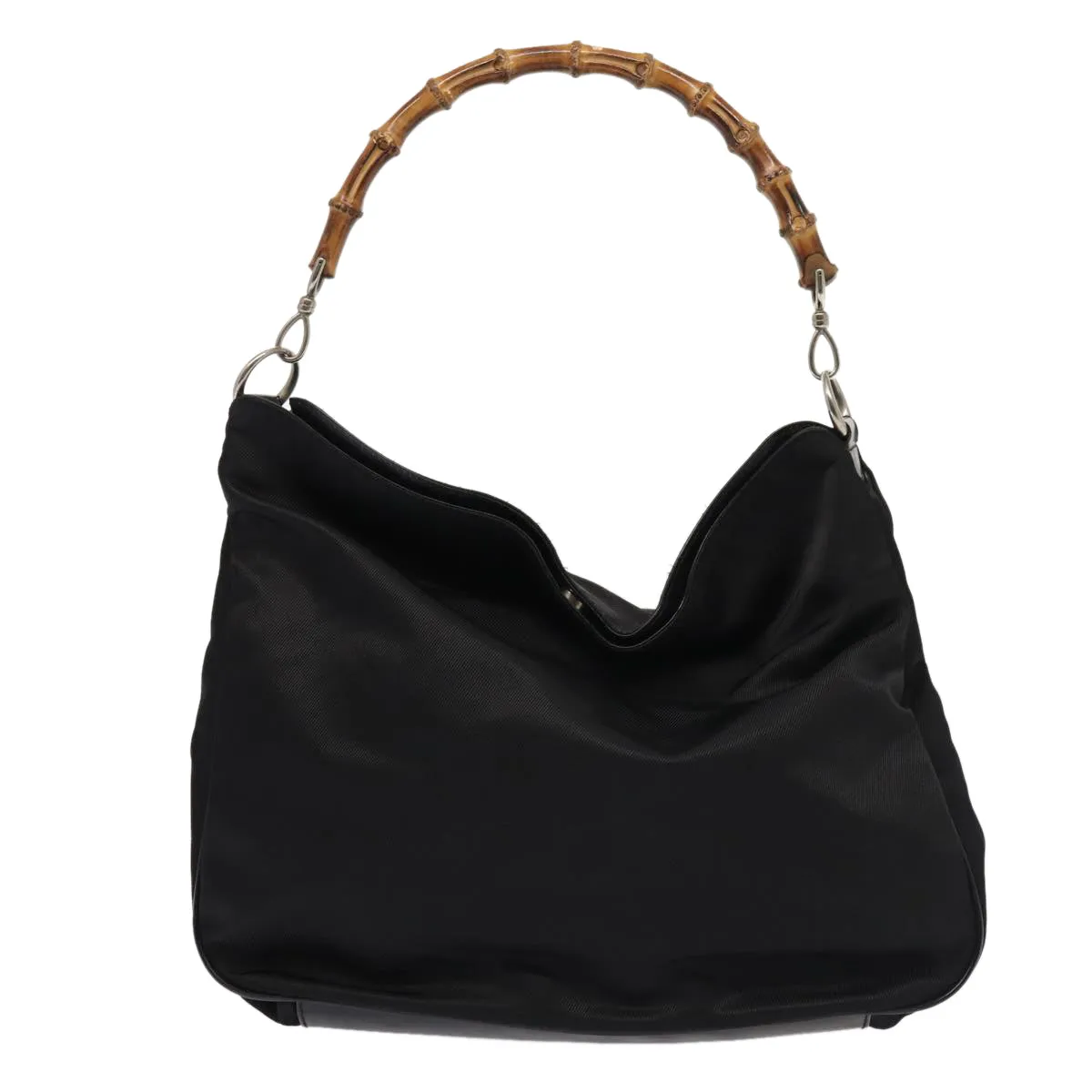 GUCCI Bamboo Shoulder Bag Nylon 2way Black 001 1998 1577  bs16235