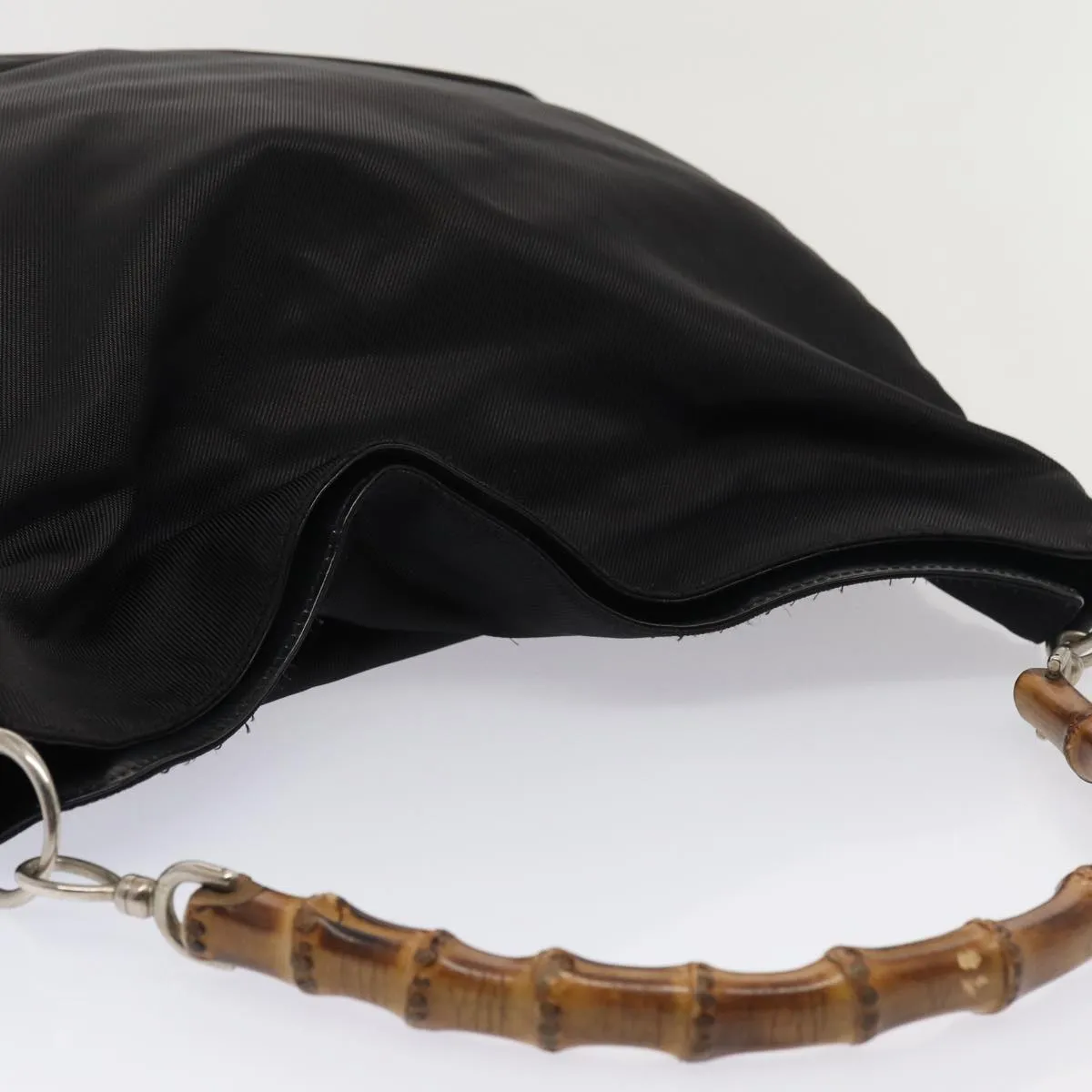GUCCI Bamboo Shoulder Bag Nylon 2way Black 001 1998 1577  bs16235
