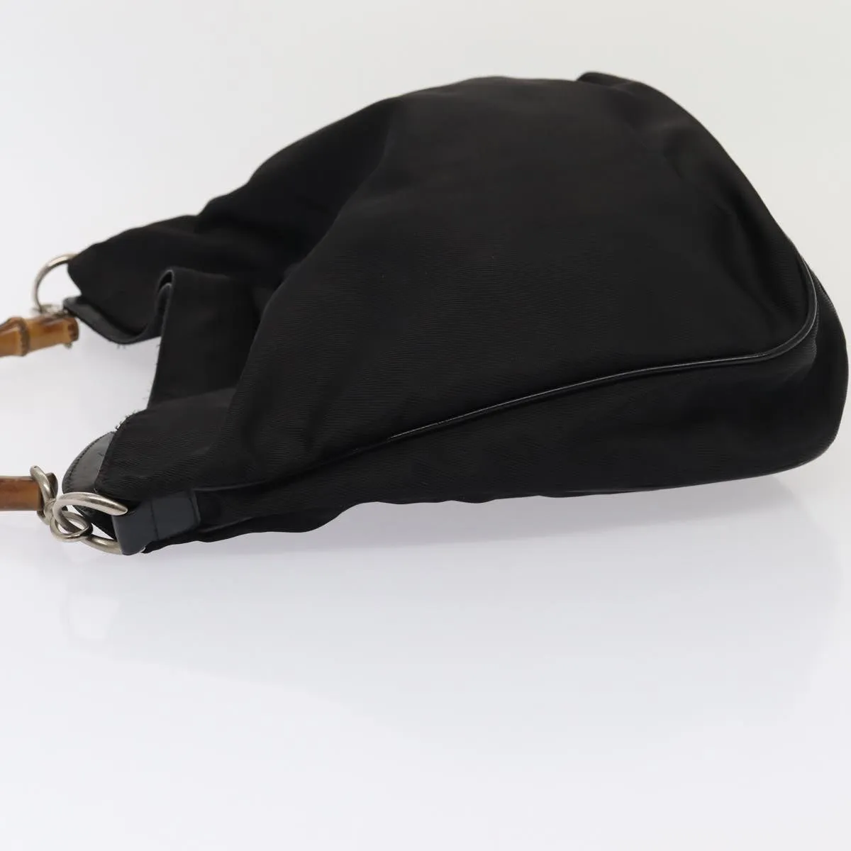 GUCCI Bamboo Shoulder Bag Nylon 2way Black 001 1998 1577  bs16235