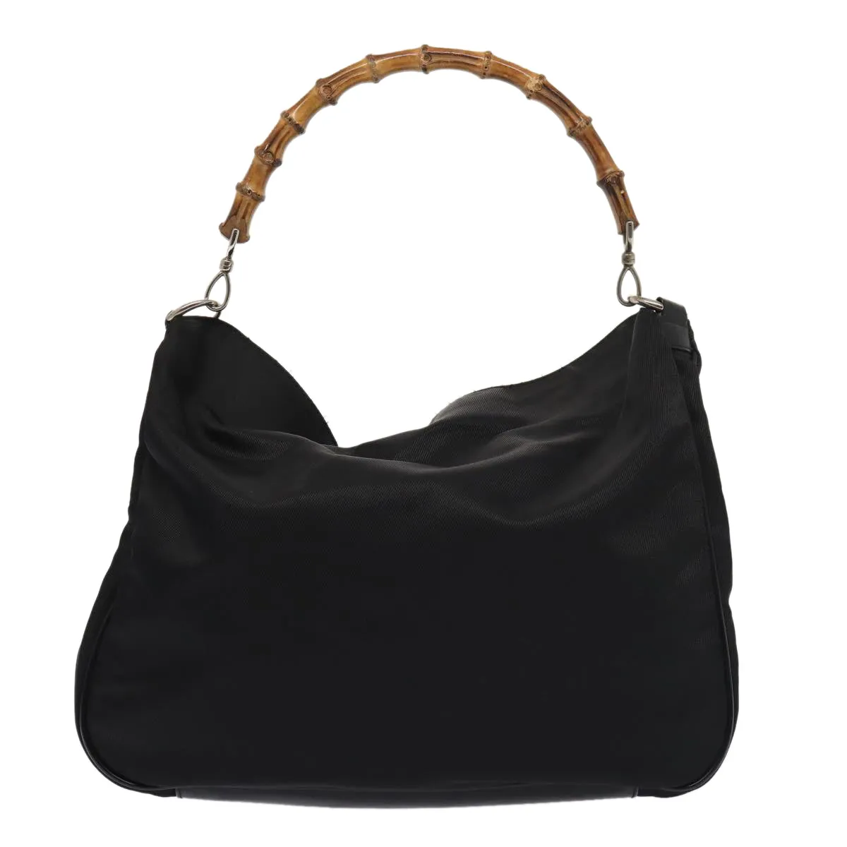 GUCCI Bamboo Shoulder Bag Nylon 2way Black 001 1998 1577  bs16235