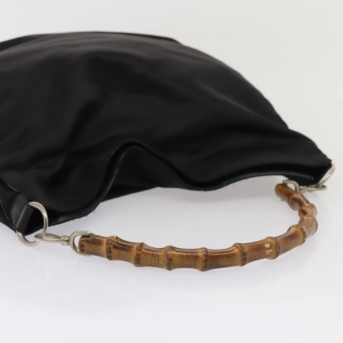 GUCCI Bamboo Shoulder Bag Nylon 2way Black 001 1998 1577  bs16235