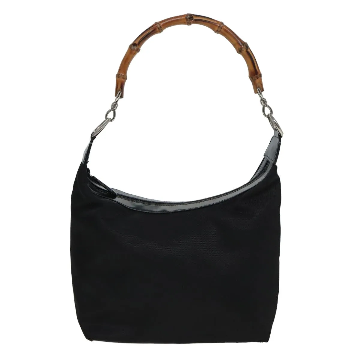 GUCCI Bamboo Shoulder Bag Nylon Black 000 1956 0531  80823