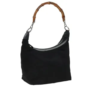 GUCCI Bamboo Shoulder Bag Nylon Black 000 1956 0531  80823