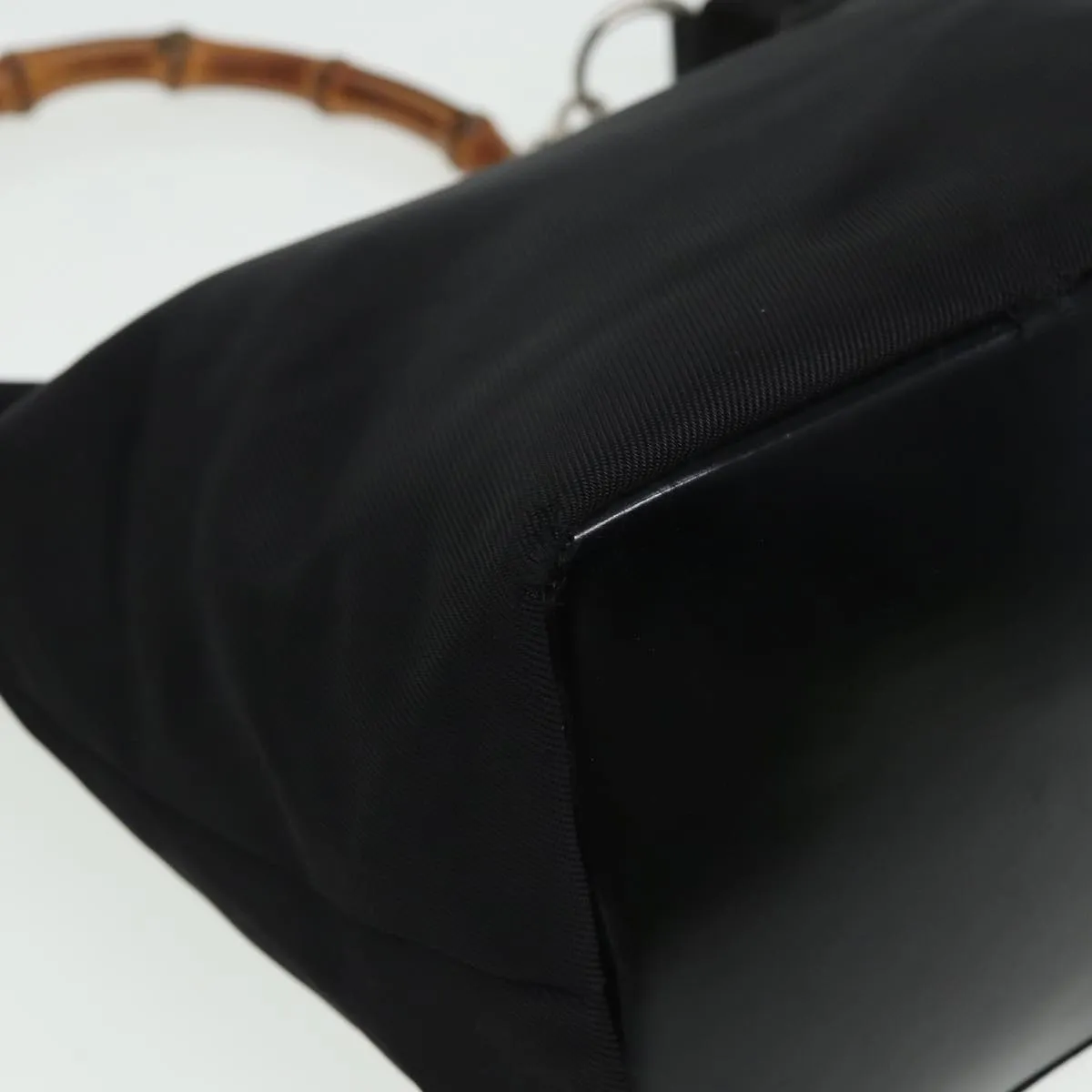 GUCCI Bamboo Shoulder Bag Nylon Black 000 1956 0531  80823