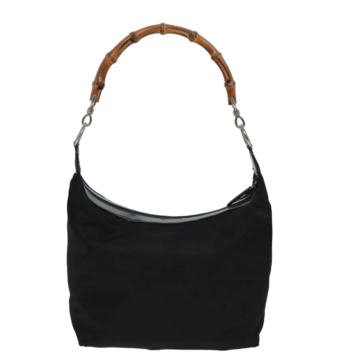 GUCCI Bamboo Shoulder Bag Nylon Black 000 1956 0531  80823