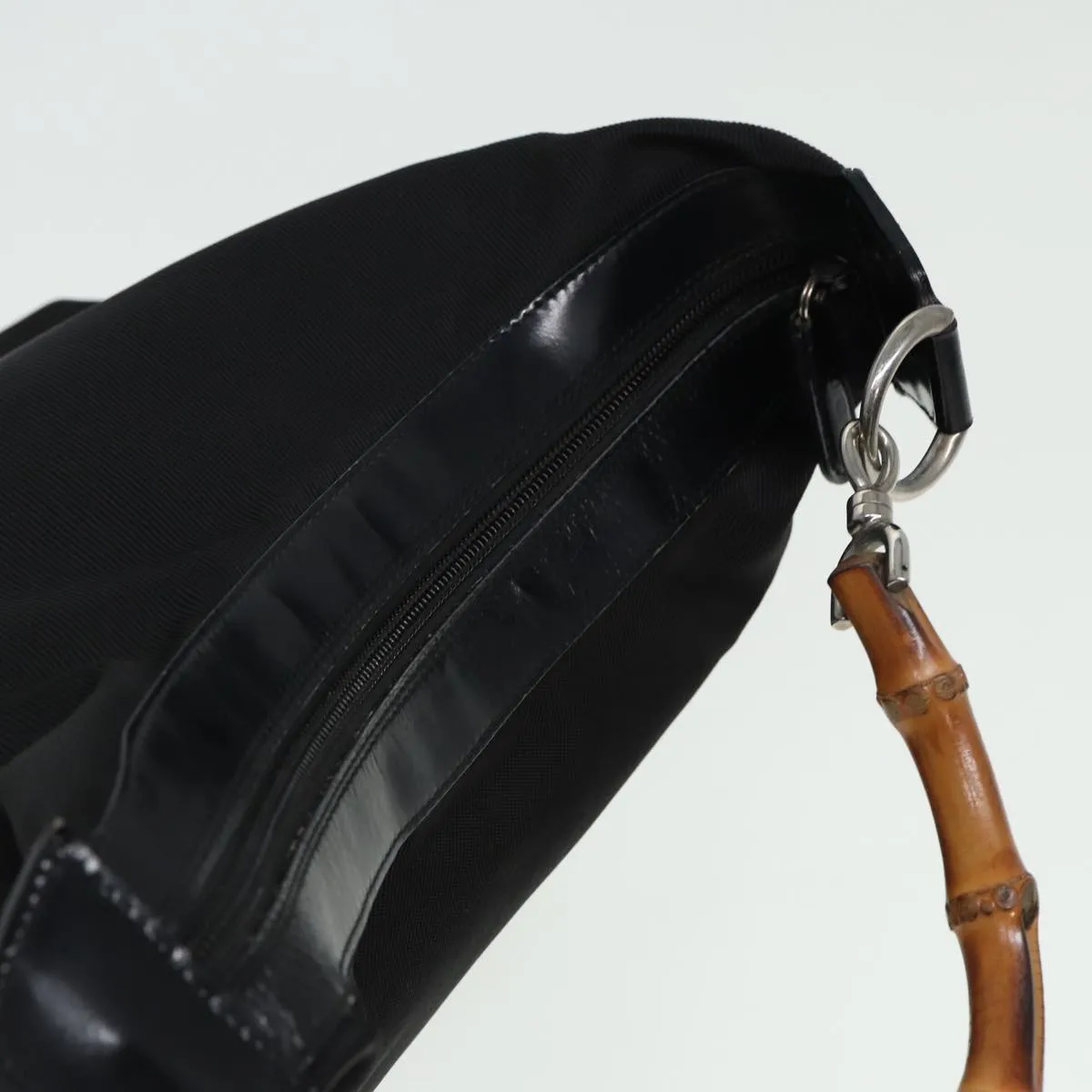GUCCI Bamboo Shoulder Bag Nylon Black 000 1956 0531  80823