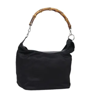 GUCCI Bamboo Shoulder Bag Nylon Black  ep4342