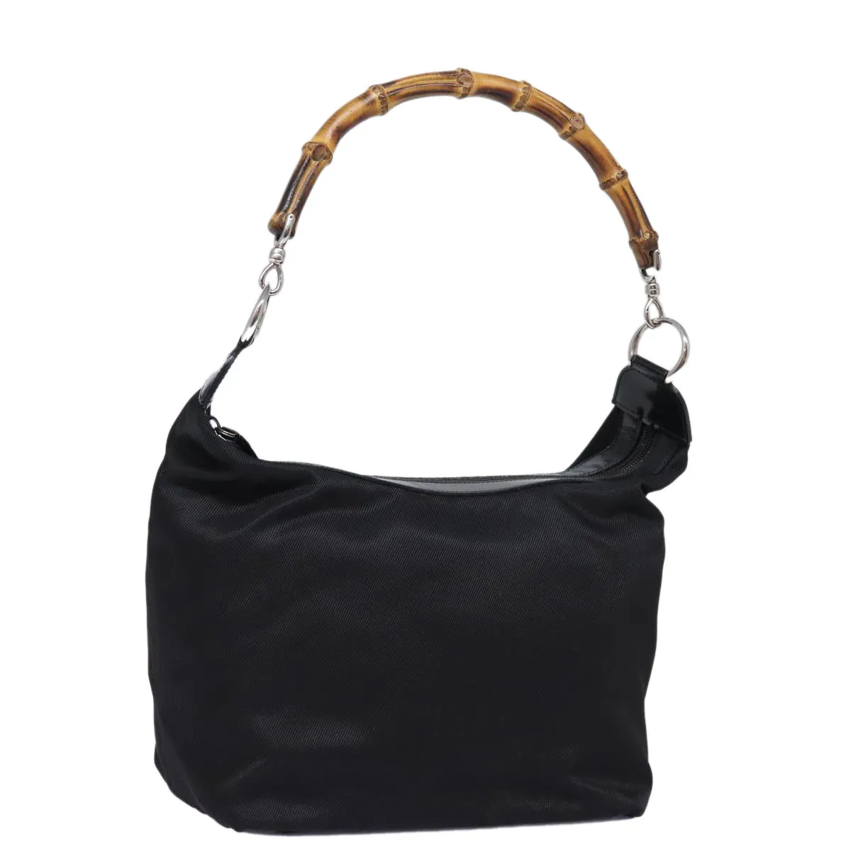 GUCCI Bamboo Shoulder Bag Nylon Black  ep4342