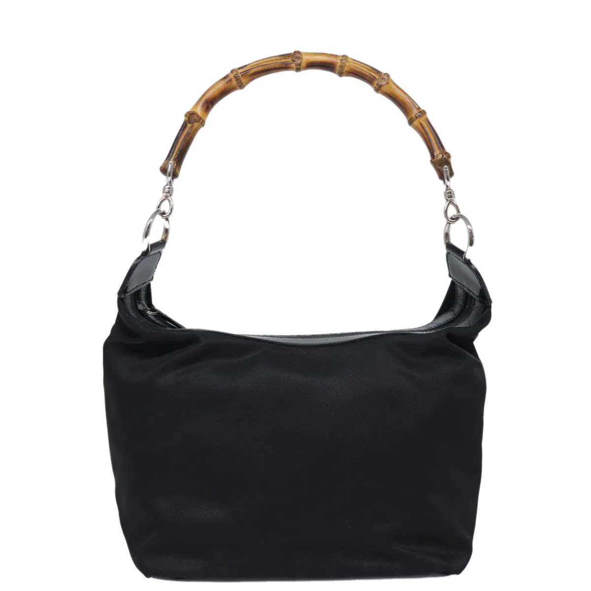 GUCCI Bamboo Shoulder Bag Nylon Black  ep4342