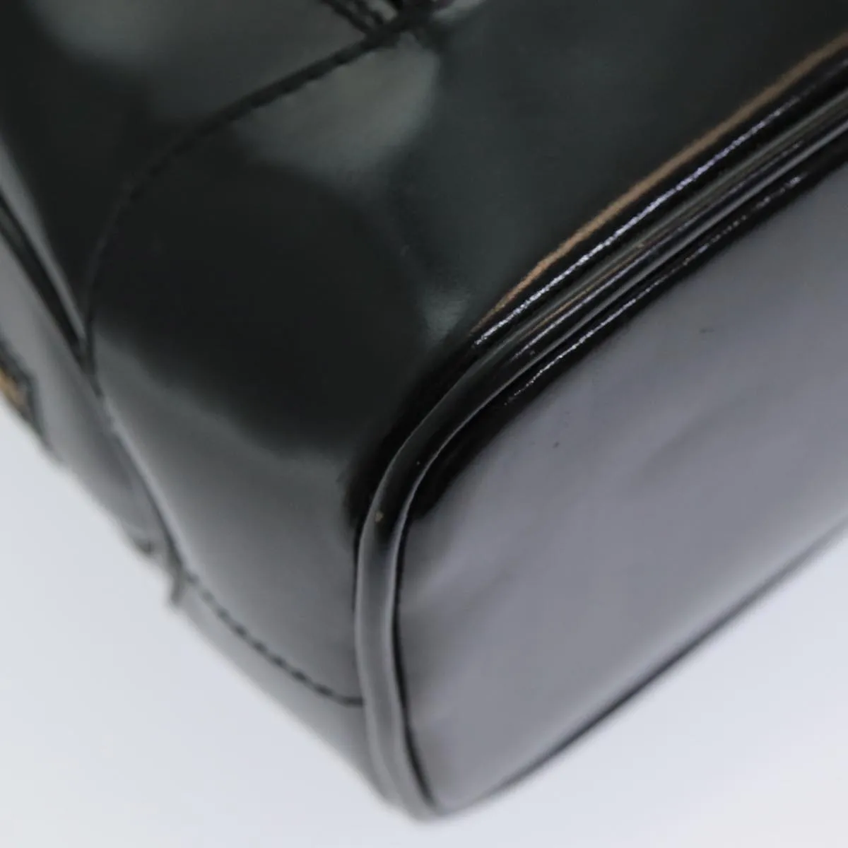 GUCCI Bamboo Shoulder Bag Patent leather Black  bs16780