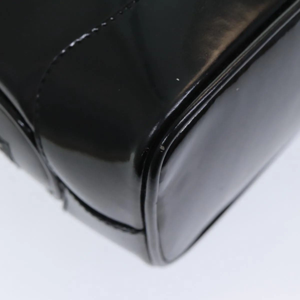 GUCCI Bamboo Shoulder Bag Patent leather Black  bs16780