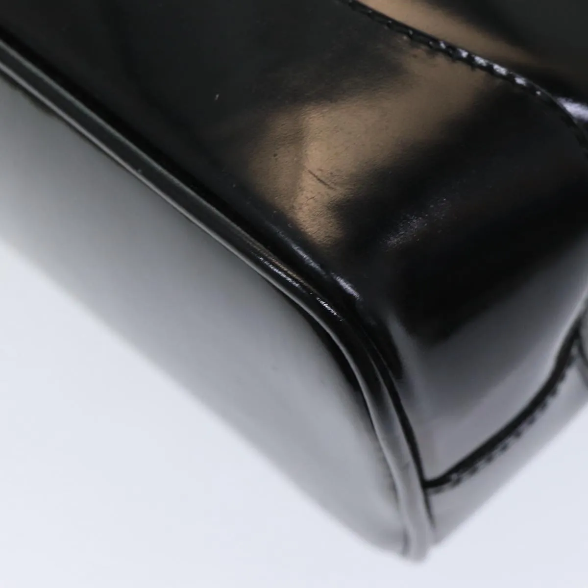 GUCCI Bamboo Shoulder Bag Patent leather Black  bs16780