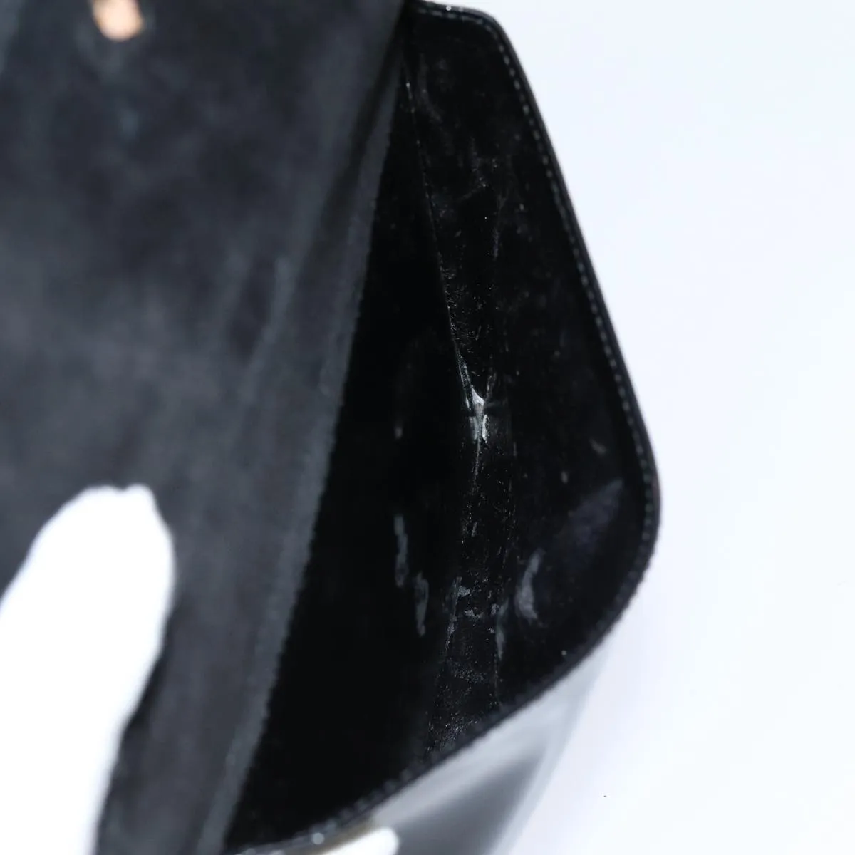 GUCCI Bamboo Shoulder Bag Patent leather Black  bs16780