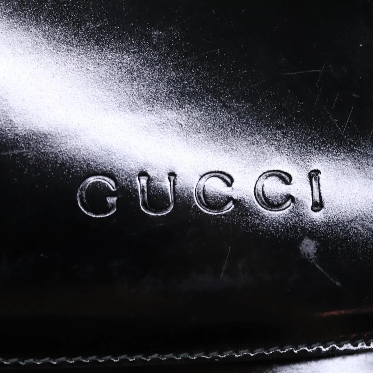 GUCCI Bamboo Shoulder Bag Patent leather Black  bs16780